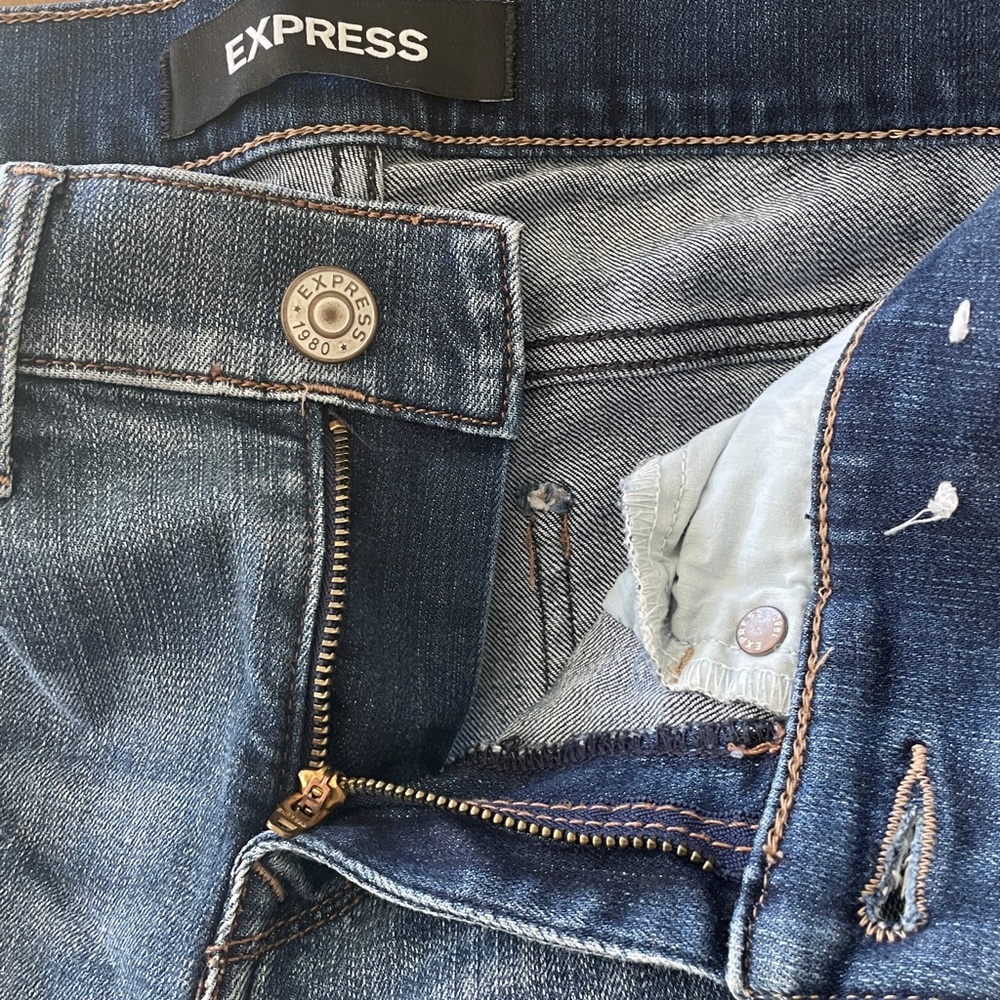 Express Ripped Skinny Ankle Mid Rise Jeans - Picture 5 of 6